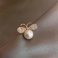 Pins, Brooches Fashion Bee Brooche Imitation Pearl Pin Cute Insect Delicate Girl For Jewelry Wholesale Gifts
