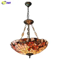 Chandeliers FUMAT 21" Tiffany Shell Shade European Indoor Lighting Natural Floral Decorative For Living Room
