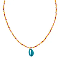 Boho мода оболочка кулон ожерелье красивые цветные бисеры ручной работы женщины очарование еврельные приборы аксессуары 2021 модные ожерелья