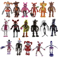 6 pçs / lote cinco noites no Freddys Bear Boneca 13cm Bloqueio de Luz PVC FnaF Freddy Anime Vinil Nendoroid Action Toy Figures Set