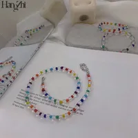 Hangzhi 2021 Coréen Coloré Crystals acryliques transparents transparents perles Collier Collier Collier Bracelets pour femmes Filles Bijoux Chaînes