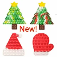 DHL US Stock New Puzzle Spielzeug Push Finger Zappeln Sinnes Blase Dekompression Weihnachten Hut Baum Handschuh Angst Stress Reliever Spielzeug