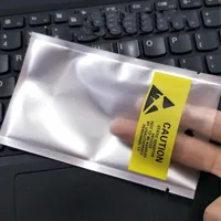 Abierto TOP ESD 8 * 15 CM Bolsa de embalaje de plástico antiestático antiestático para iPhone Flex Cable Batería Paquete de plástico Paquete Paquete Etiqueta amarilla