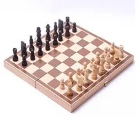 Faltende hölzerne internationale Schach-Set-Stücke-Set-Brettspiel lustige Spiel Chessmen-Sammlung tragbare Brettspiel