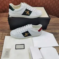 Gucci Mens Ace Sneaker wit leer met bijen Guccie Guccy GG Casual Jurk Italië Snake Leather Borduurde Tiger Chaussures Sportplatform Trainers
