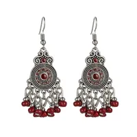 Vintage ethnische böhmische Perlen Ohrringe hängen baumeln ohrring silber farbe geometrische tibetische schmuck großhandel