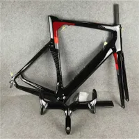 أحمر أسود مفهوم الكربون دراجة الإطار و المقود v3rs c64 دراجة الإطار لامع
