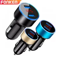 FONKEN USB Car Charger 2 Port LED 3.1A Universal Phone Fast Charging for iPhone Samsung Automobile Mirror Dual Charge Adapter