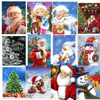 54 estilos diamante pintura kits de natal para adultos 5d santa claus diamantes bordados casa de neve paisagem mosaico transversal artesanato decoração de casa 4961