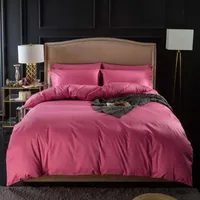 Conjuntos de roupas de cama rosa rosa rosa nórdico sólido linho de algodão egípcio gêmeo/rainha/king size lençol de lençol familiar Decoração de edredão da família