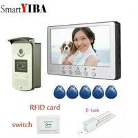 Smartyiba 7 "Kit de intercomunicación del teléfono de la puerta de video de 7" + 5 RFID Access Cámara 1 Monitor con bloqueo de control eléctrico al por mayor11