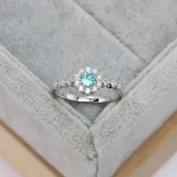 S925 Sterling Sier Ring Luksusowy Okrągły Szmaragd Cyrkon Diament Elegancki Wedding V9SF720