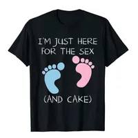 Erkek tişörtleri Ben sadece buradayım Seks ve Kek için Bebek Duş Cinsiyet Açıklaması Tasarım Yetişkin Tişörtleri Üzerine Basılmış Tees Pamuk Basit Stil