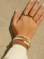 Trendy 6 Stück Multi-Schichten, die gestapelte Perlengold-Kugel-Perlen-Armbänder Set Perlen, Stränge