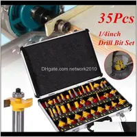 Bits Power Tools Home & Garden Drop Delivery 2021 1/2In 1/4In Hard Alloy Handle Wood Router Bit Mill Engraving Trim Woodworking Milling Cutte