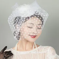 Bridal-Schleier Frauen Haarschmuck Hochzeit verziert Europäischen Stil Feder Fascinator Cocktail Party Hat Headwear