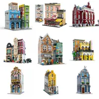 Creatore esperto vista strada vista ospedale moc pet shop city brickstive bici cafè modular model building blocks mattoni bambini giocattoli regali G0914