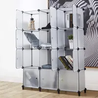 2022 porta-sapato caixas de armazenamento 12 organizador de cubo com portas, cubos armário portátil armário armário diy prateleiras de armário modular para roupas livros sapatos brinquedos