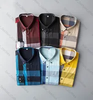 Herrenkleid Lässige Hemden Luxurys Dünne Seidendesigner T-Shirts Langarm Mode T Business Clothing Plaid Marken 17 Farbe M-3XL