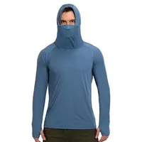 Men&#039;s T-Shirts Fishing Shirt Solid Color Hooded Men Thin Lightweight Stretchy Thumb Hole Top For Outdoor Hiking Climbing Cycling