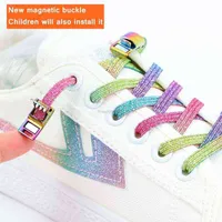 New Rainbow Magnetic Lock Shoelaces 탄성 없음 넥타이 신발 레이스 운동화 신발 끈 어린이 성인 게으른 레이스 한 크기는 모든 신발 h1106