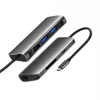 Multifonctionnel 7 en 1 USB-C HUB 2XUSB3.0 HDTV SD TF Card Reader RJ45 Gigabit Ethernet PD Chargement pour MacBook Tablet