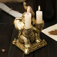 Portacandele Yuryfvna Nordic Golden Resin Elephant Holder Decorazione Decorazione del tè Light Ornamenti Forniture per feste di nozze
