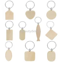 NEW!!! Beech Wood Keychain Party Favors Blank Personalized Customized Tag Name ID Pendant Key Ring Buckle Creative Birthday Gift DD