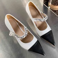 Women High Heels Shoes Female Pointed Toe Mary Janes Thin Heels Mixed Colors Casual Pumps For Ladies 2022 Autumn New Pumps