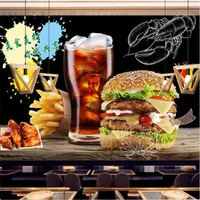 Tapeten Europäische und amerikanische Fast-Food Burger Restaurant Klassische Produkte Wandbild Tapete Benutzerdefinierte Industriedekor 3D PO Wandpapier