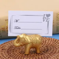 2021 Lucky Gold Elephant Place Card Houders Tafelnaam Houder Clip Wedding CenterPiece Golden Themed Party Gunsten