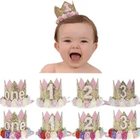Verjaardag Party Hoeden Decor Cap Eerste One Hat Princess Crown 1st 2e 3e jaar oude nummer decoraties Babydecoratie