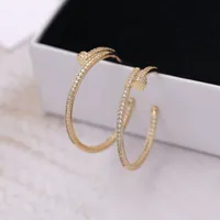 Mode smycken Zircon hoop örhängen guld och silver färg enkel nagel cirkel örhängen för kvinnor tjejer gåva 220214