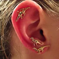 3Pairs / Set Dinosaur Stud Kolczyki damskie Vintage Punk Animal Ear Piercing Kolczyk