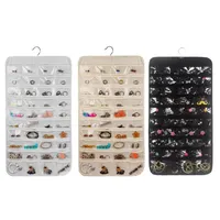 80 Pockets Double Sided Hanging Jewelry Display Organizer Storage Bag Non-woven Foldable Ring Necklace Bracelet Pouch 211110