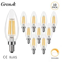 Bulbos Grenok E14 LED Filament 2700K C35 3.5W Lâmpada de vela Retro luz 220V Dimmable iluminação decorativa para casa
