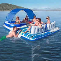 Grande inflável 6 pessoa lago piscina rio brisa tropical festa ilha flutuador barco natação flutuadores com dossel de sol para CA / Reino Unido