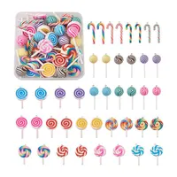 Charms Pandahall 42st / Box Polymer Clay Pendants Charm Söt lollipop godis med järnslingor för smycken som gör DIY Keychain örhänge