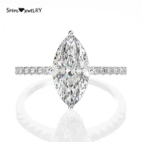 SHIPEI 925 Sterling Silver Marquise Cut Utworzono Moissanite Diamonds Gemstone Wedding Engagement Fine Jewelry Pierścienie całości