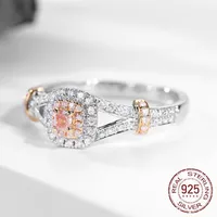 Carino romantico principessa femminile principessa rosa pietra anello moda 925 gioielli in argento di lusso promessa anelli di fidanzamento J-274