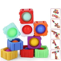 Bubble Fidget Toy Push Bubbles Puzzle Cube Popping Sensory Jouet Toy Finger Splicing Bâtiment Bâtiment Jouets pour enfants Adulte Noël Cadeaux