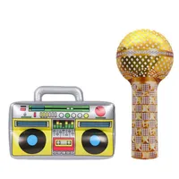 Party Decoration 2pcs Karaoke Set Radiohögtalarballong och mikrofonfolieballonger för 80 -talets klipptillförsel Bar Disco Ball