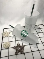 Mermaid Goddess Starbucks 24oz 710ml Plastic Mugs Tumbler Reusable Clear Drinking Flat Bottom Pillar Shape Lid Straw Cups ByU02U