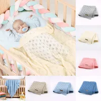 Baby Blankets Knitted Cotton Solid Color Newborn Bebes Sleeping Bed Stroller Blanket Covers Soft Infantil Swaddle Wrap Multi-use 899 X2