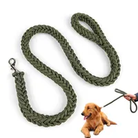 犬の首輪のleashes頑張られたリーサーの緑のナイロン編組編みの強いペット訓練ロープ牽引力115cm