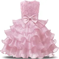 Tjejklänningar 2021 Flower Girl Dress for Wedding Baby 3-8 år Födelsedag Outfits Barnens tjejer Kommunion Kids Party Wear