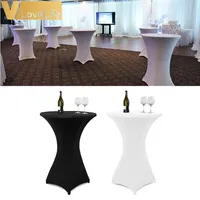 Decoração de festa 1 pc 60 cm / 80cm spandex lycra mesa de cocktail cobre branco e preto alta estiramento barra de linho decoração de casamento