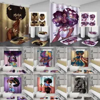 Dusch gardiner afrikansk gardin afro söt sexig svart tjej badrum amerikan loli anti-skid mattor toalett locket täcke mattan