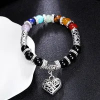 Kimter Natural Stone Strand Bracelets Colorful Crystal Beaded Heart Charms Bracelet Healing Energy Bangle Female Jewelry Q82FZ