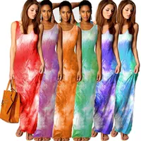 Artı Boyutu Moda Ucuz Giyim Kadın Elbise Yeni Rahat Kravat Boya Seti Maxi Elbiseler Zarif Kalem Uzun Bayanlar Elbise Vestidos 210423